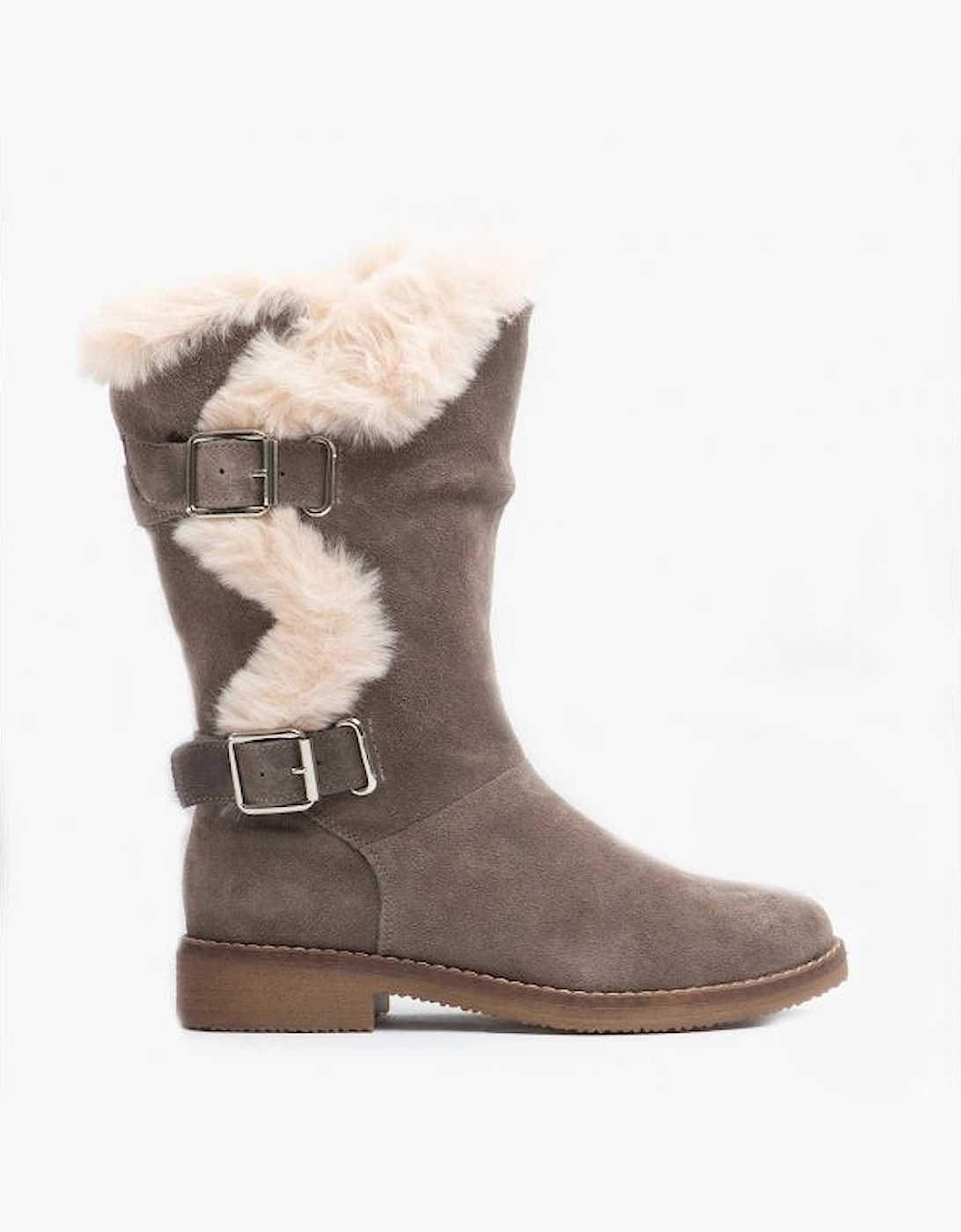Hush Puppies Women's Hush Puppies MEGAN Womens Suede Mid-Calf Boots Grey
