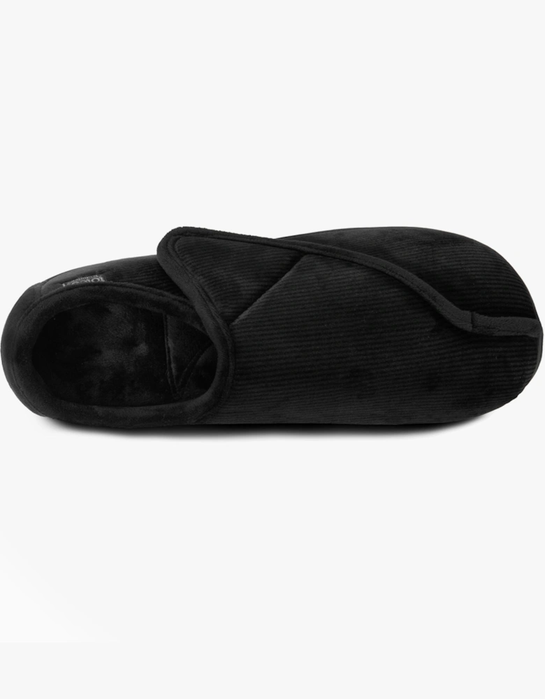 Isotoner VELOUR CLOSED BACK Mens Slippers Black