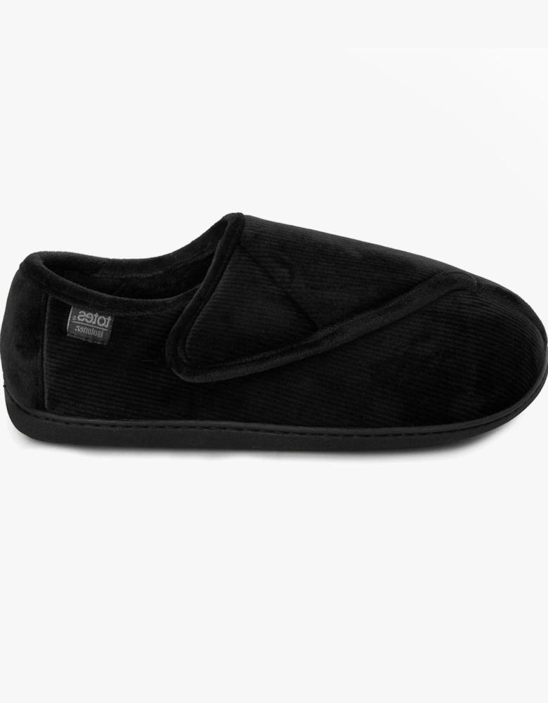 Isotoner VELOUR CLOSED BACK Mens Slippers Black