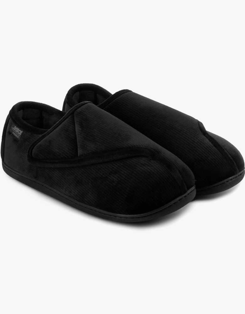 Isotoner VELOUR CLOSED BACK Mens Slippers Black