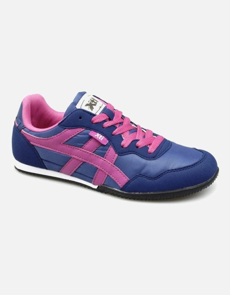 CASEY Womens Nylon/Faux Suede Running Trainers Navy/Fuchsia