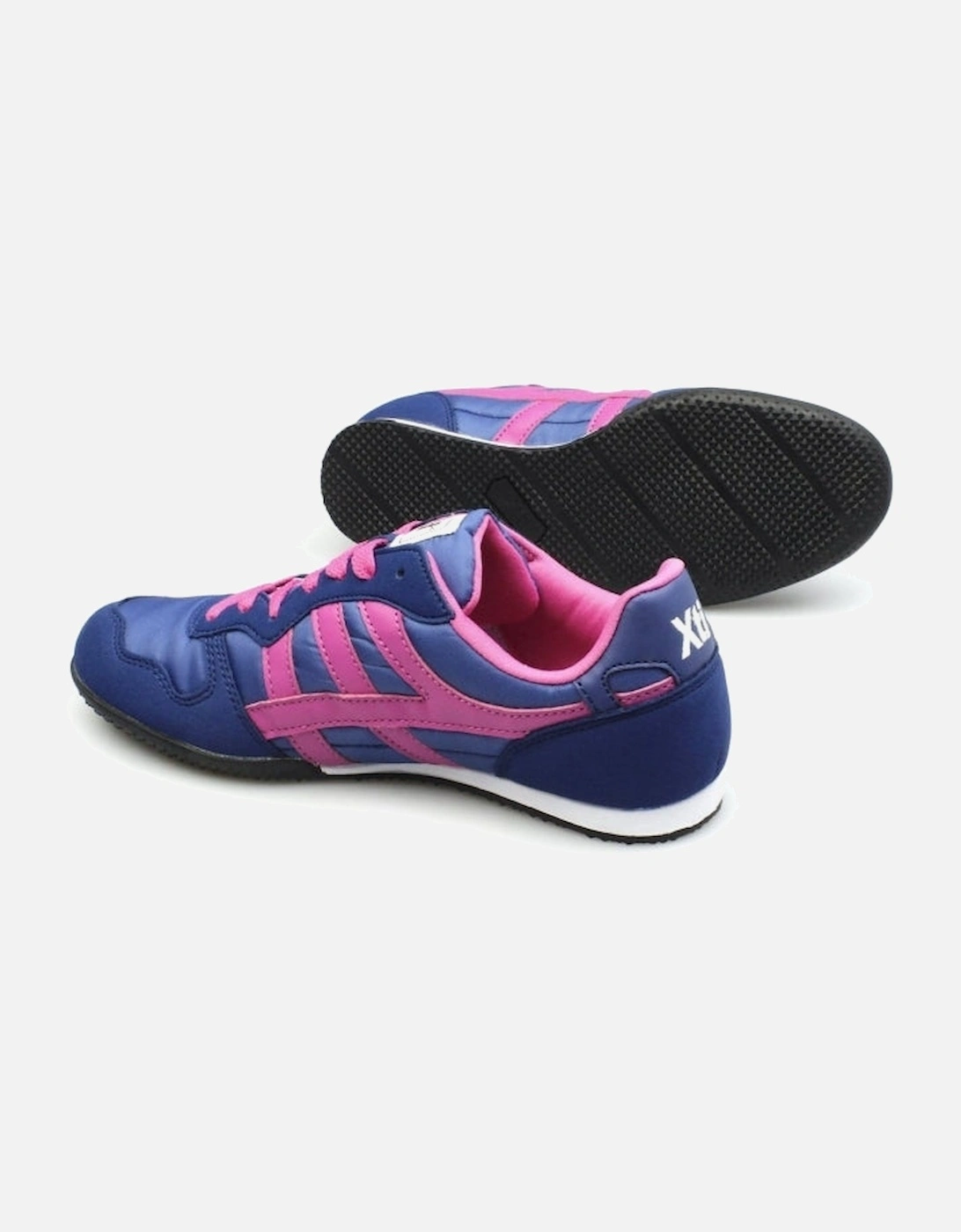 CASEY Womens Nylon/Faux Suede Running Trainers Navy/Fuchsia