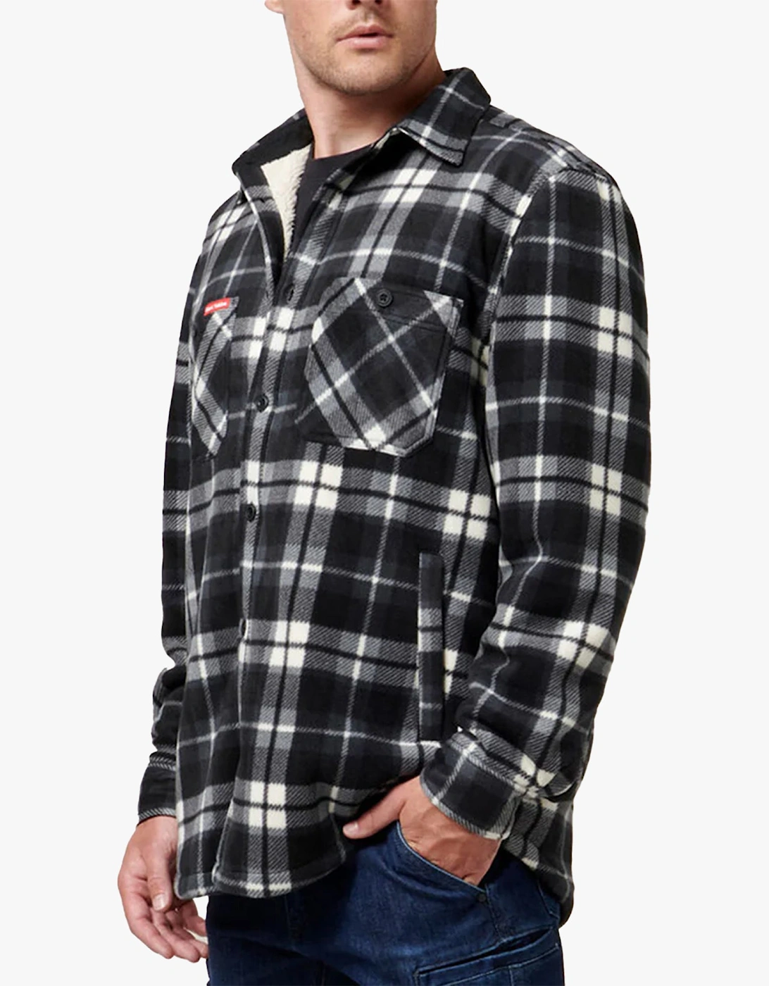 QUILTED FLANNEL Mens Shirt Jacket Grey