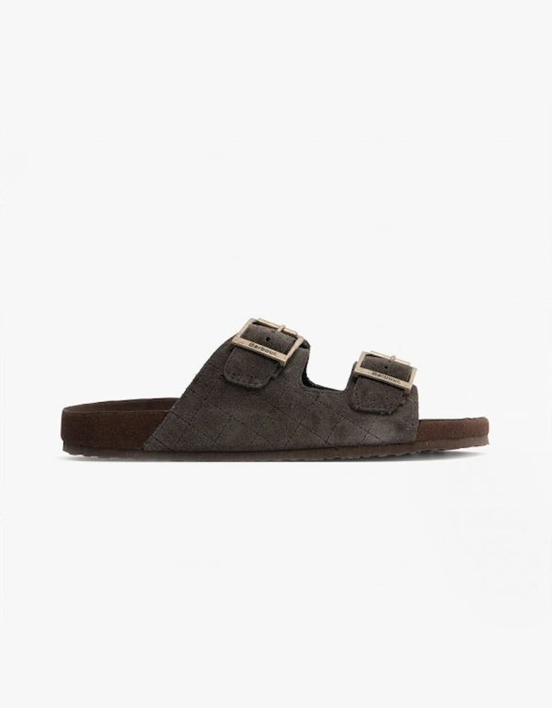 EDDIE Mens Suede Mule Slippers Brown