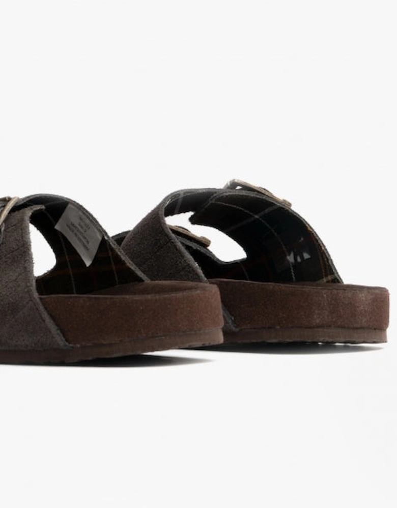 EDDIE Mens Suede Mule Slippers Brown