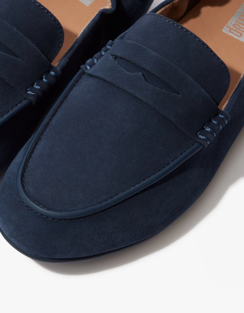 ALLEGRO Womens Suede Penny Loafers Midnight Navy