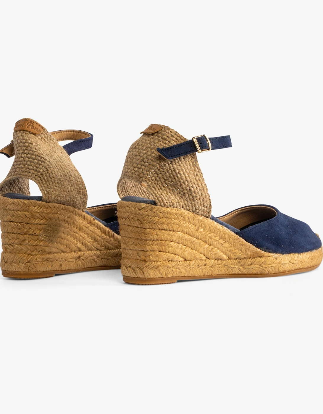 LLORET Womens Suede Wedge Espadrilles Navy