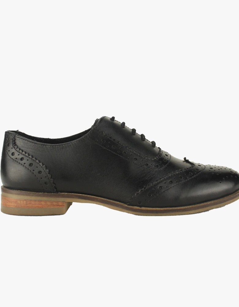 NATASHA Womens Leather Lace Up Brogue Shoes Black