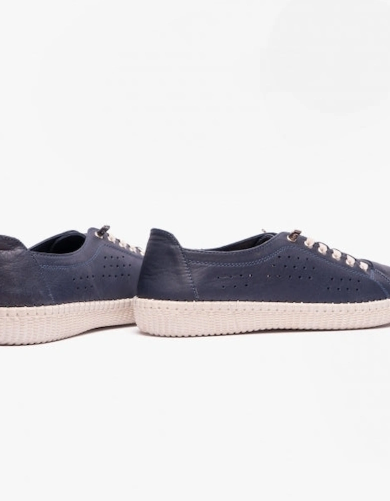 KAMARI Womens Leather Trainers Navy