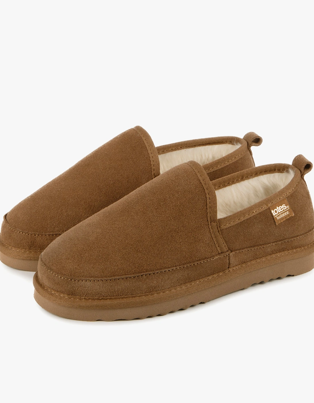 Isotoner REAL SUEDE FULL BACK Mens Full Back Slippers Tan