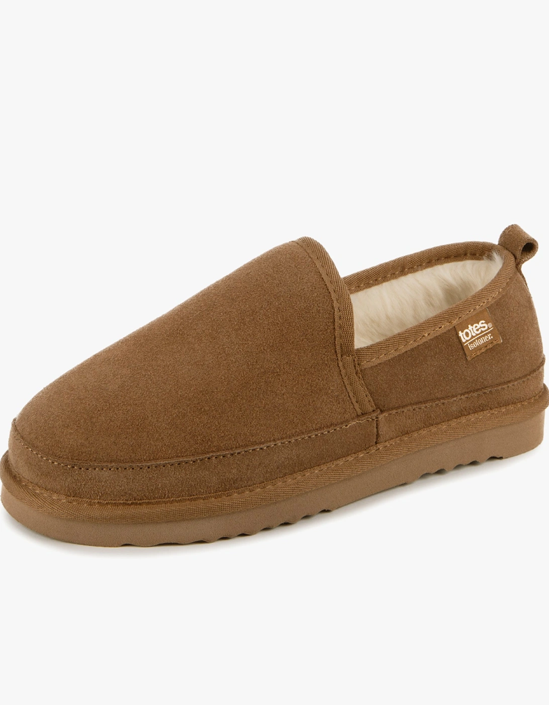 Isotoner REAL SUEDE FULL BACK Mens Full Back Slippers Tan