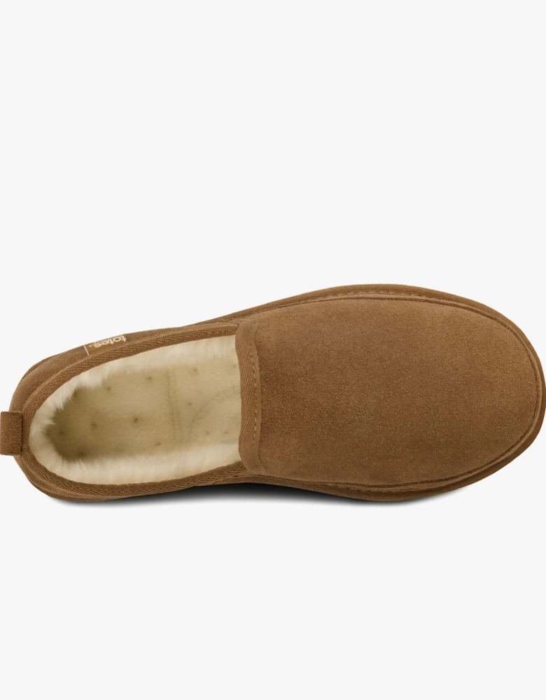 Isotoner REAL SUEDE FULL BACK Mens Full Back Slippers Tan