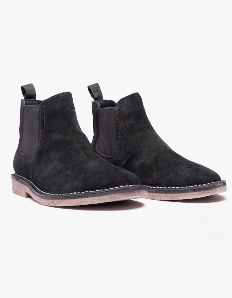 SHAUN Mens Suede Chelsea Boots Black