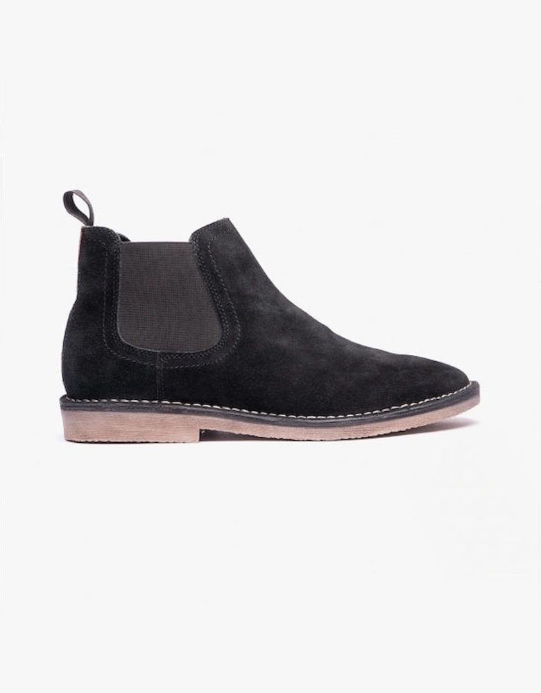 SHAUN Mens Suede Chelsea Boots Black