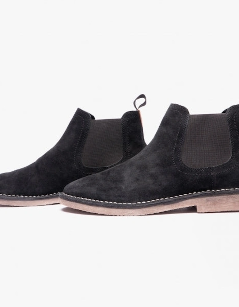 SHAUN Mens Suede Chelsea Boots Black