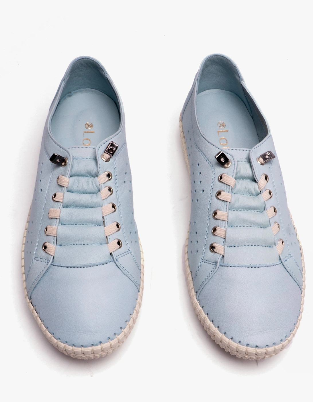 KAMARI Womens Leather Trainers Pale Blue