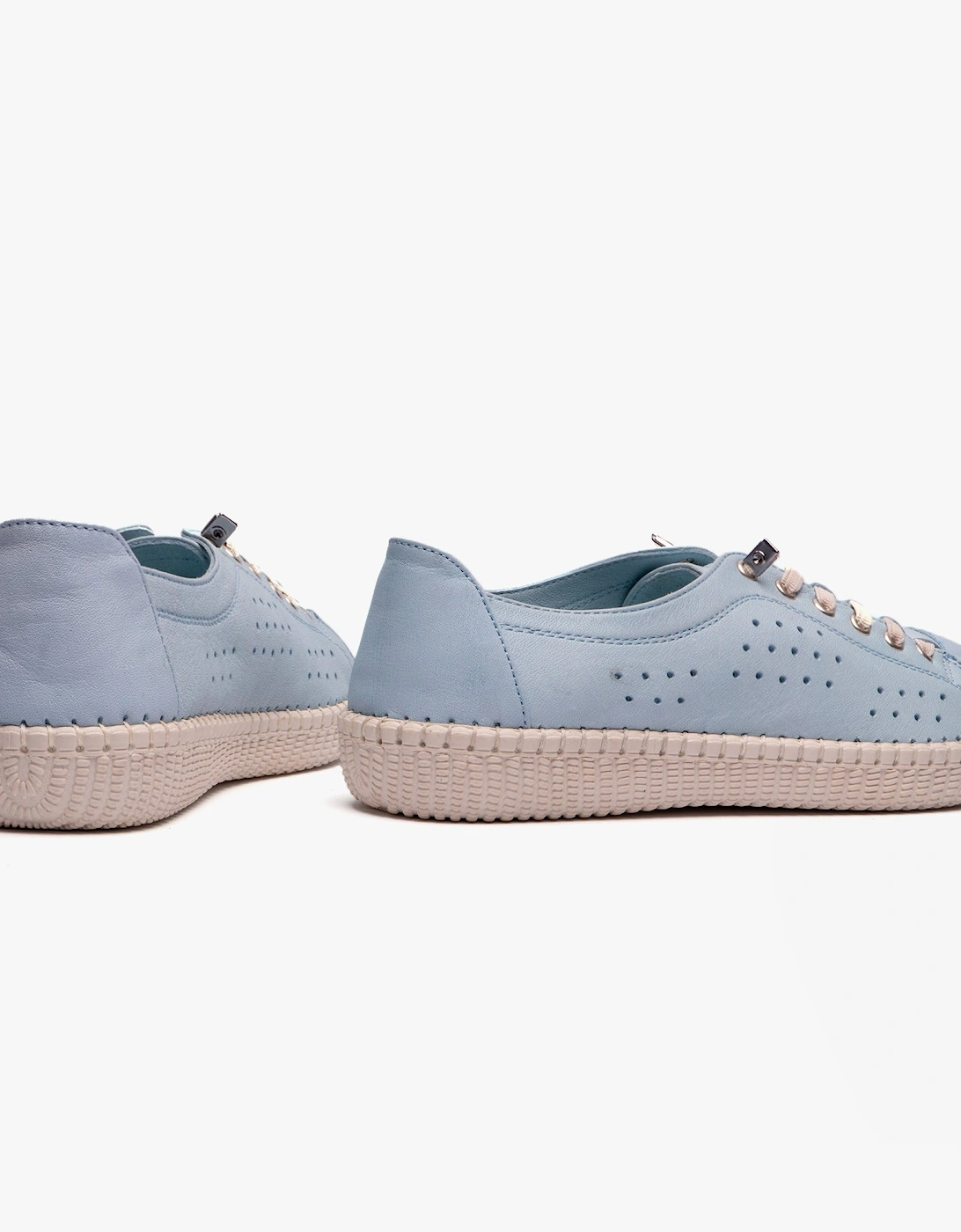 KAMARI Womens Leather Trainers Pale Blue