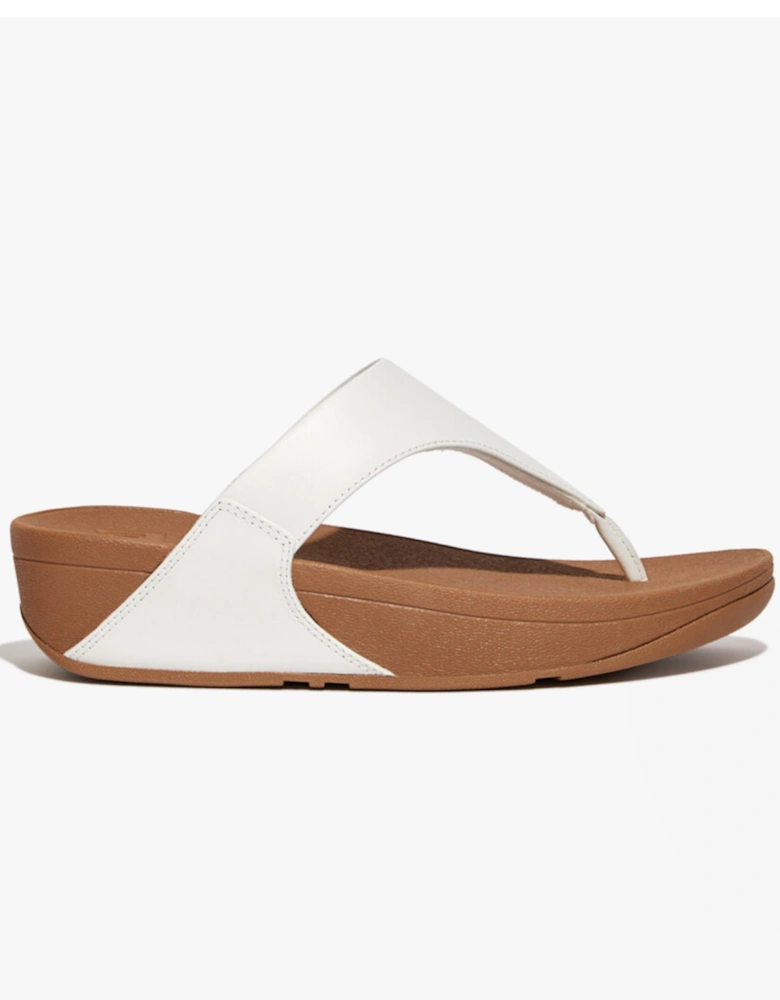 LULU Womens Leather Toe Post Sandals White