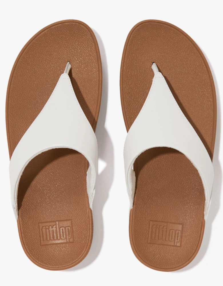 LULU Womens Leather Toe Post Sandals White