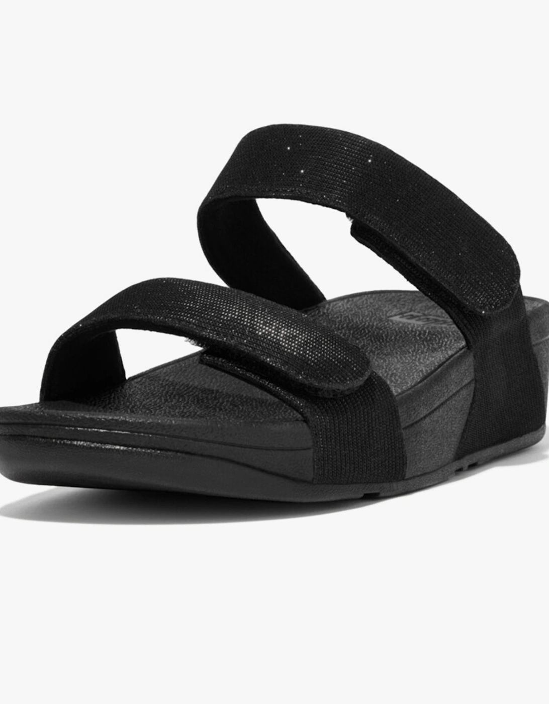 LULU ADJUSTABLE SHIMMERLUX Womens Slides All Black