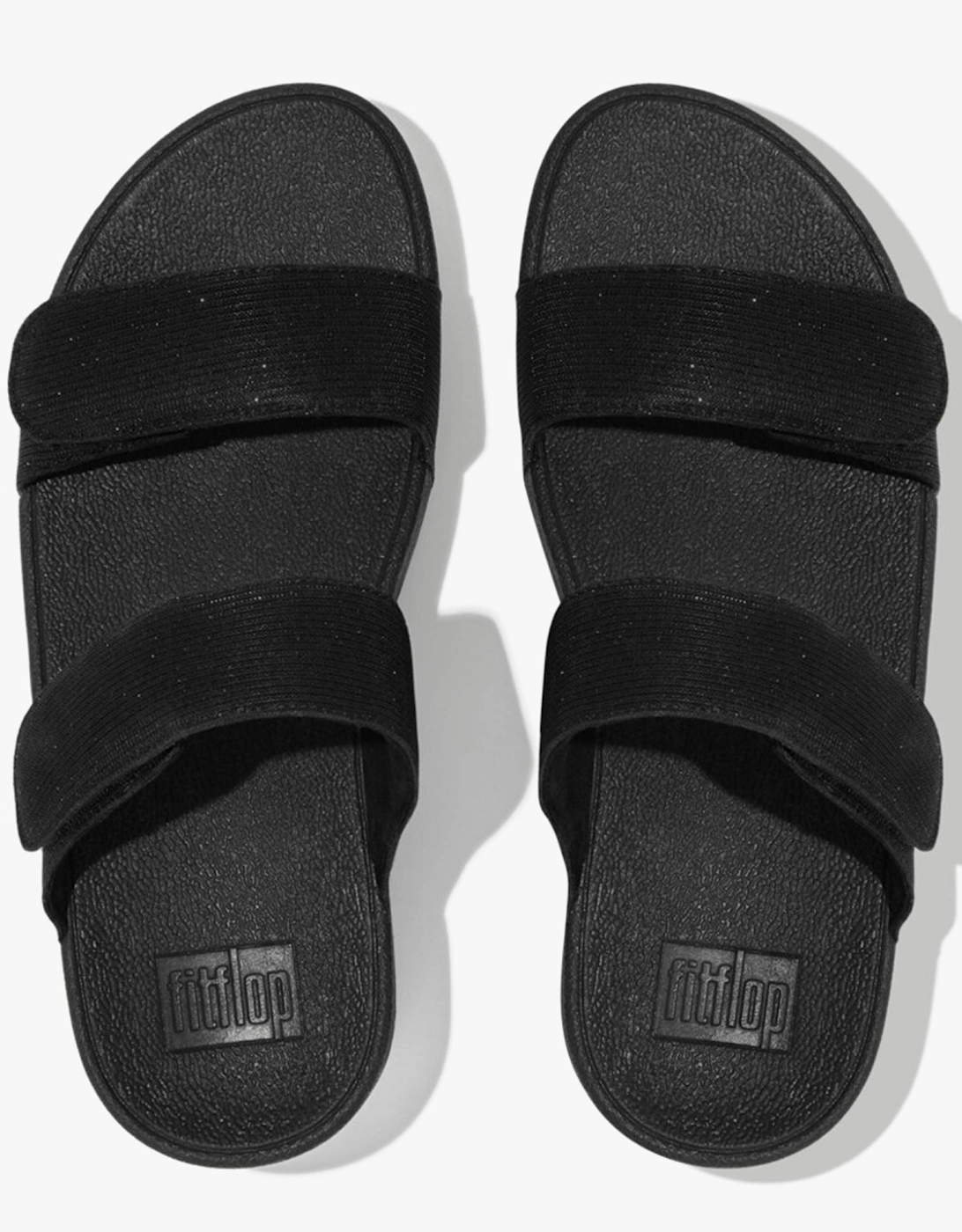 LULU ADJUSTABLE SHIMMERLUX Womens Slides All Black