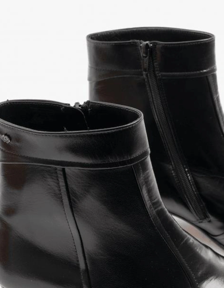 EMMANUEL Mens Smooth Leather Cuban Heel Boots Black