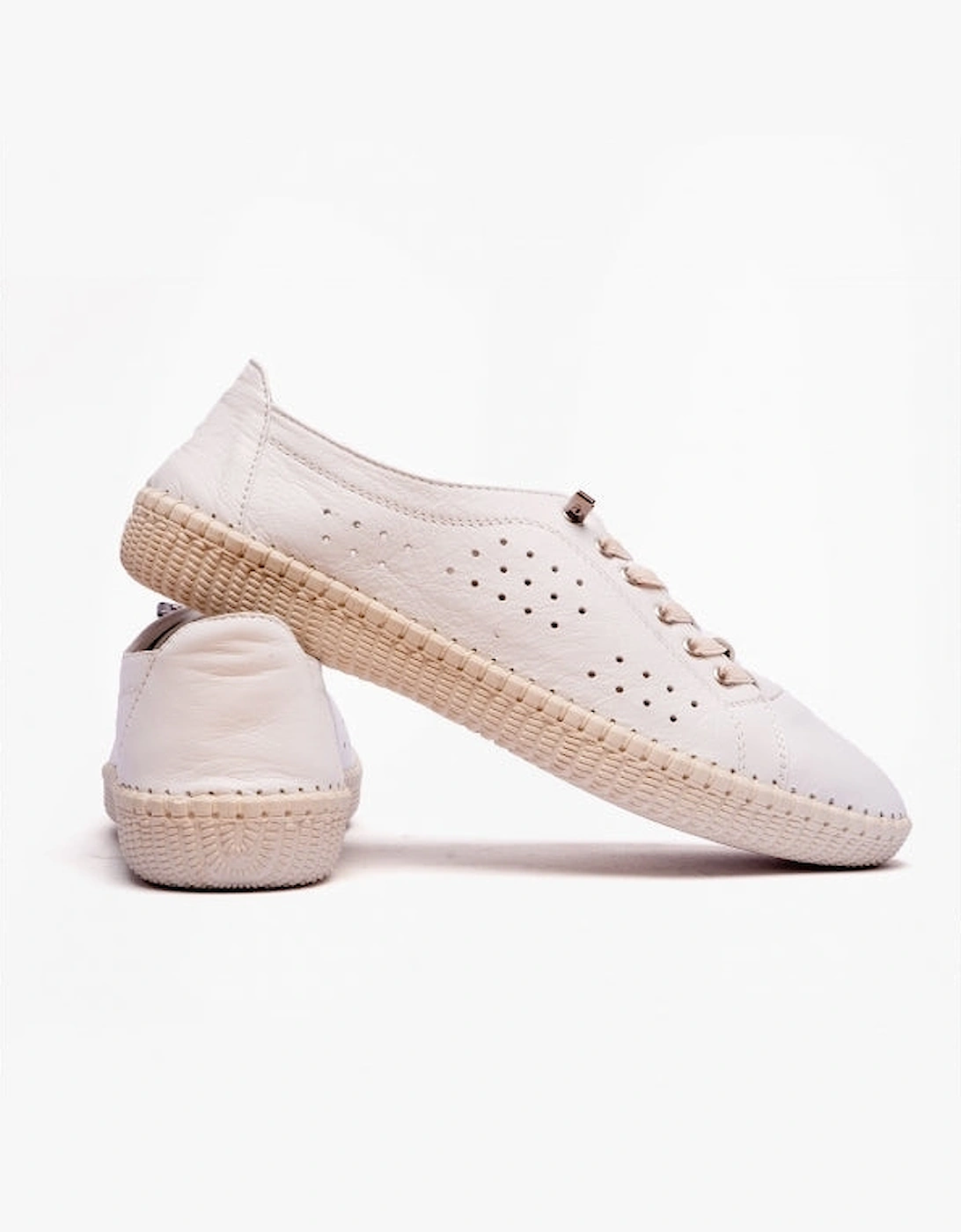 KAMARI Womens Leather Trainers White