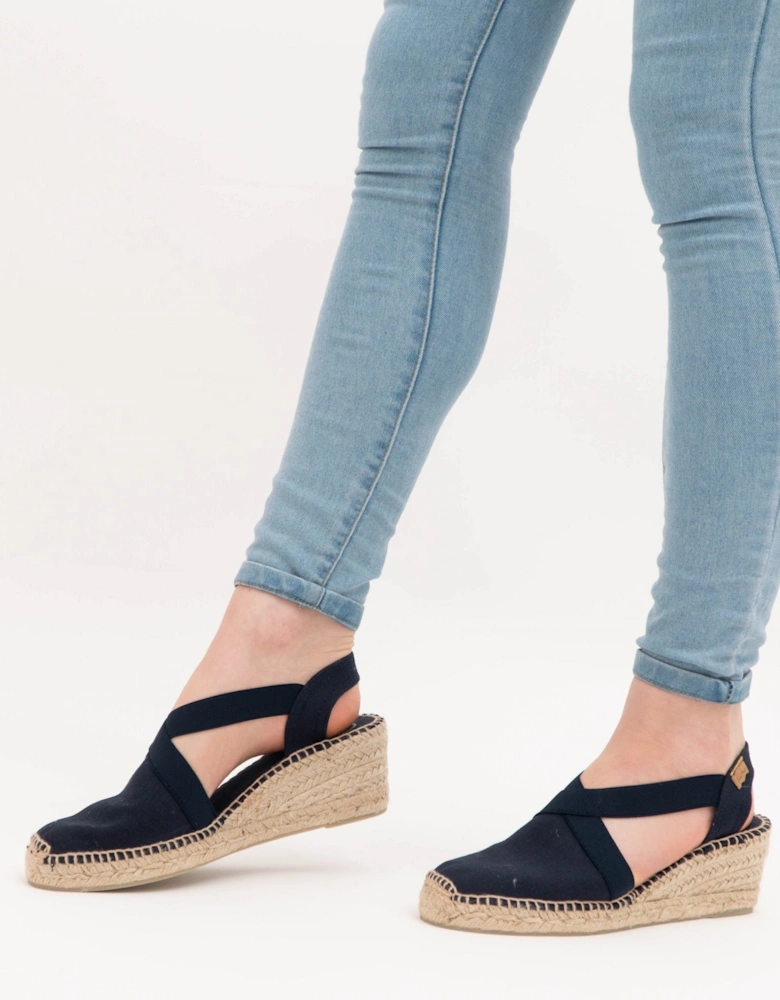 TER Womens Wedge Espadrille Sandals Navy