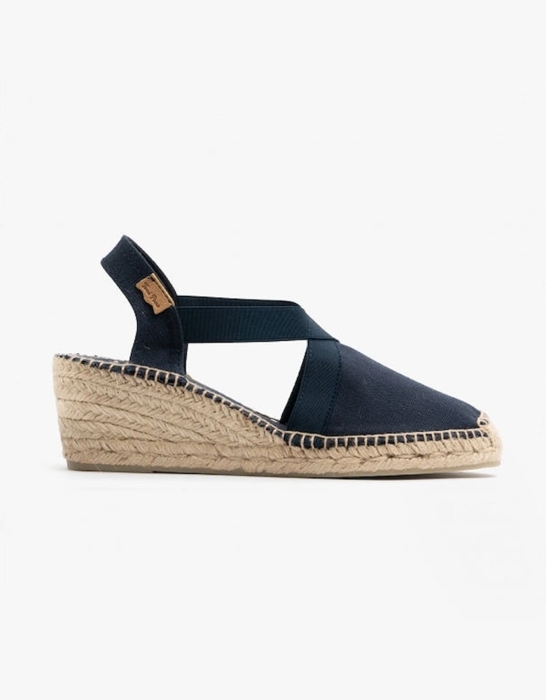 TER Womens Wedge Espadrille Sandals Navy