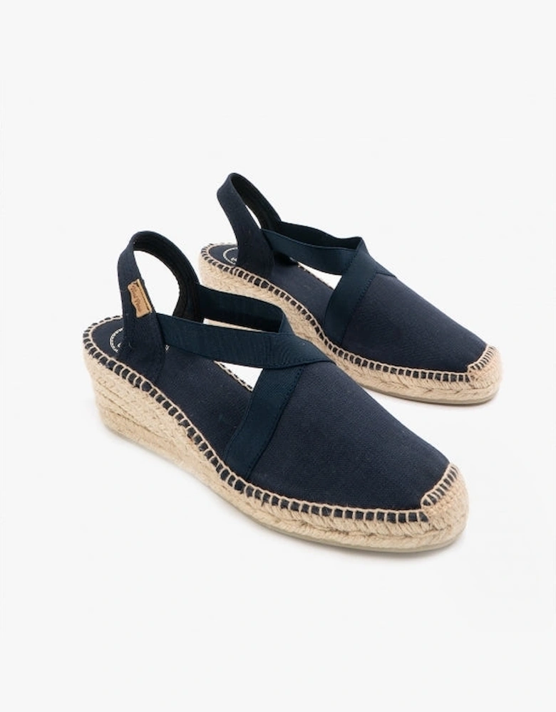 TER Womens Wedge Espadrille Sandals Navy