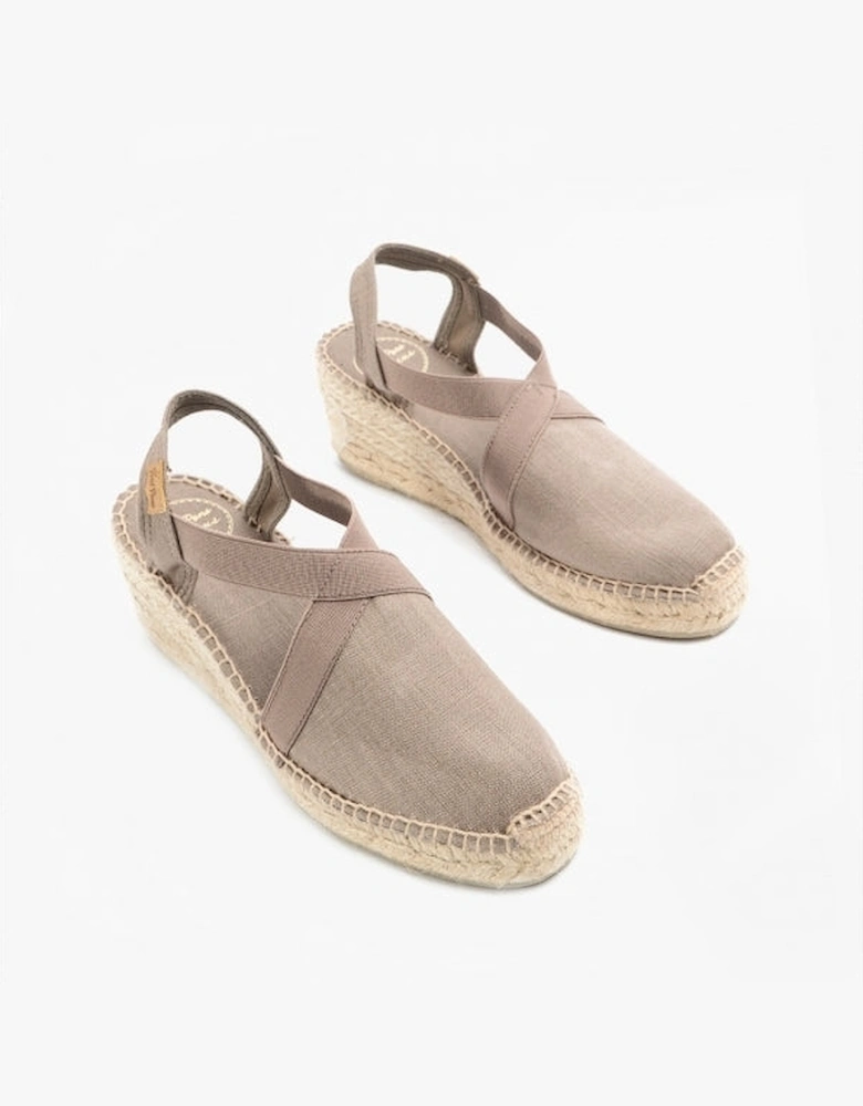 TER Womens Wedge Espadrille Sandals Taupe