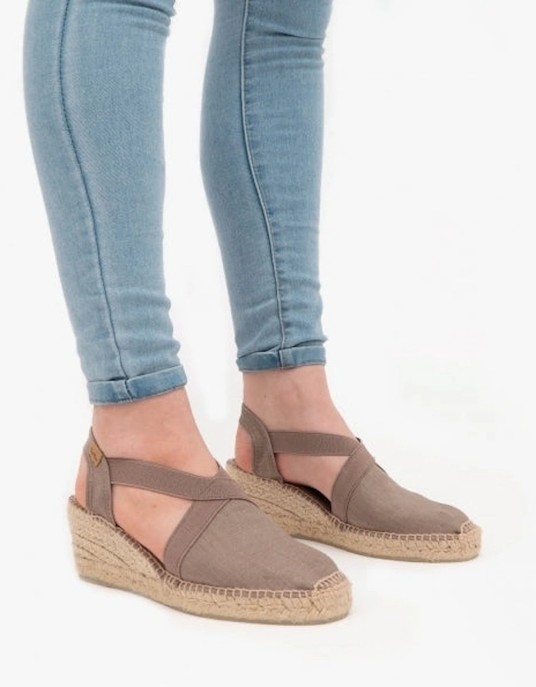 TER Womens Wedge Espadrille Sandals Taupe
