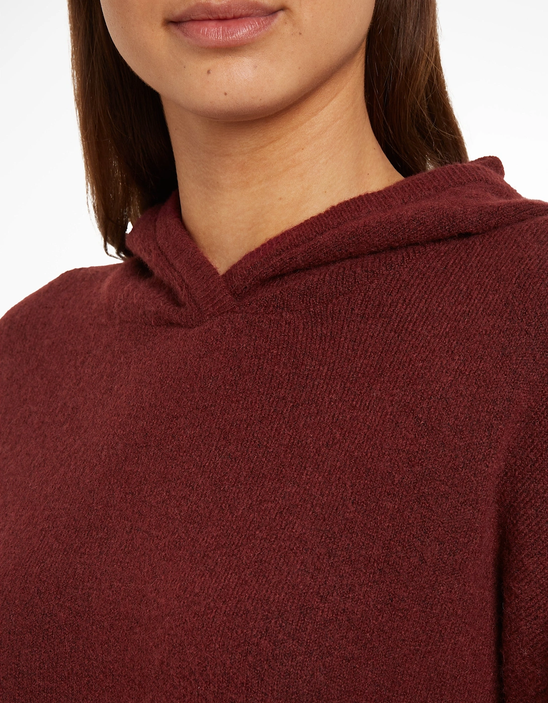 Womens Hooded Sweater Tawny Port Red