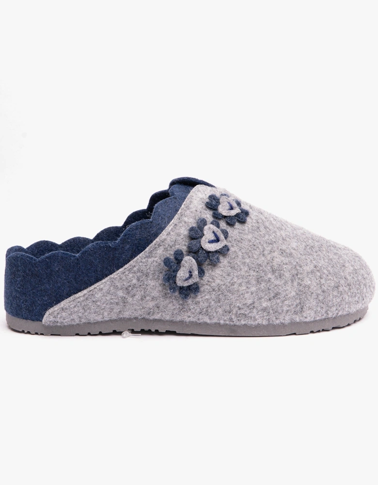 HEART Womens Mule Slippers Grey