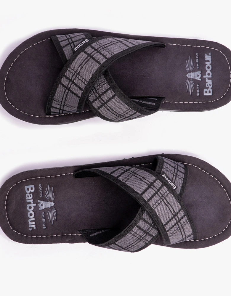 TARTAN Mens Cross-Strap Sandals Black Tartan