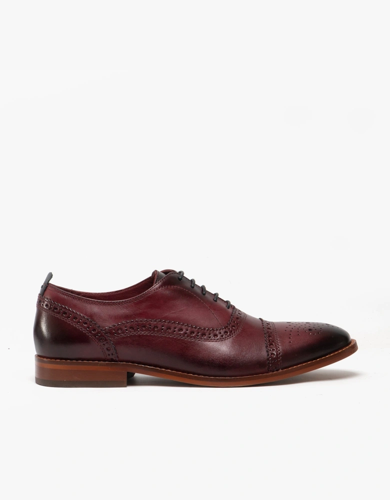 London CAST Mens Leather Brogue Shoes Bordo