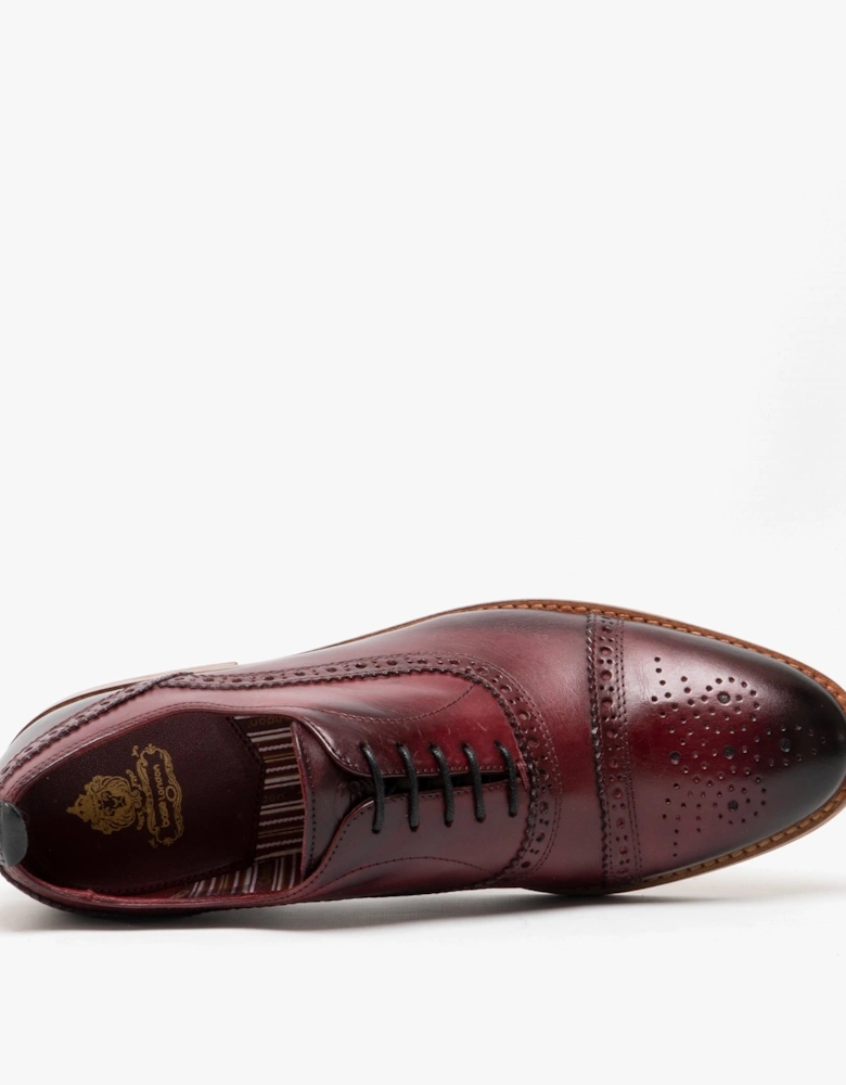 London CAST Mens Leather Brogue Shoes Bordo