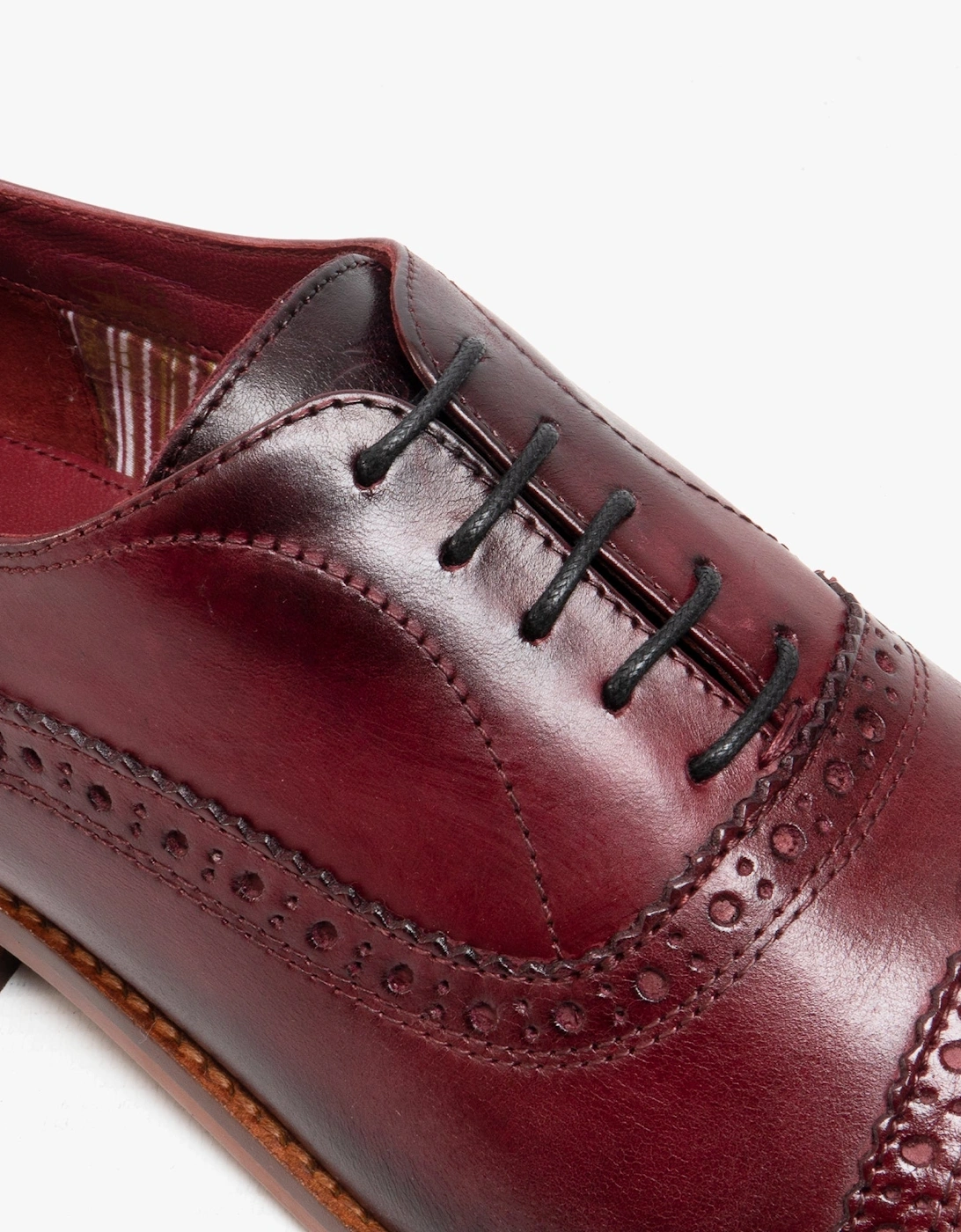 London CAST Mens Leather Brogue Shoes Bordo