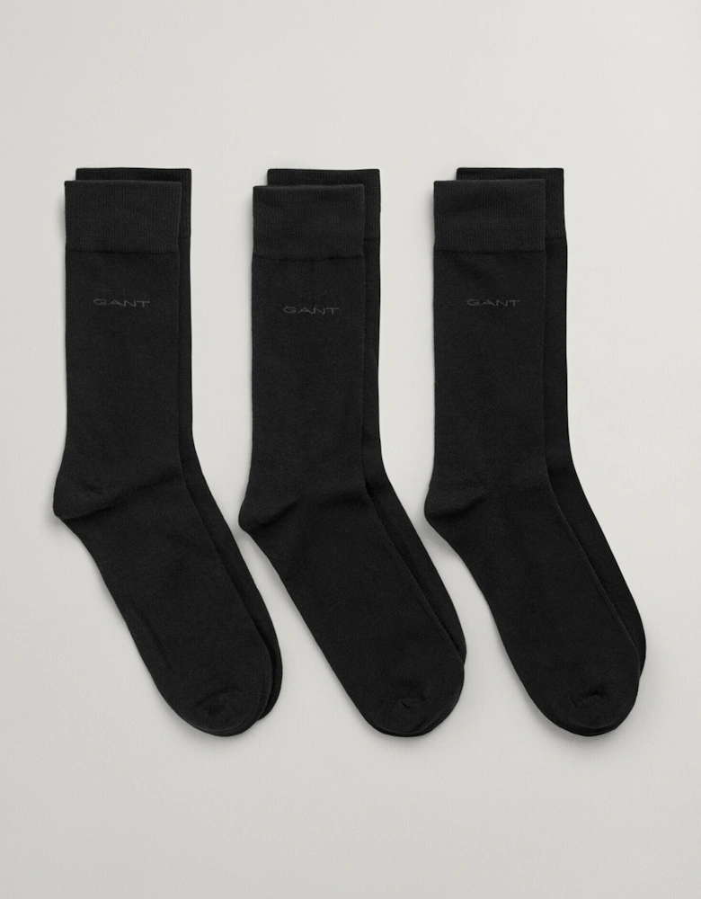 Mens 3 Pack Soft Cotton Socks Black