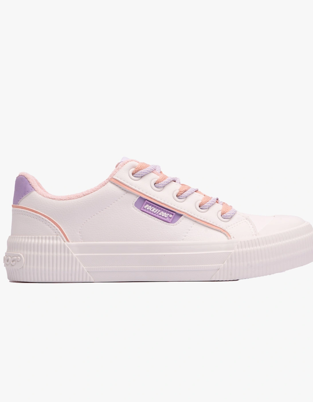 CHEERY 80s Womens Trainers White/Lavender, 6 of 5