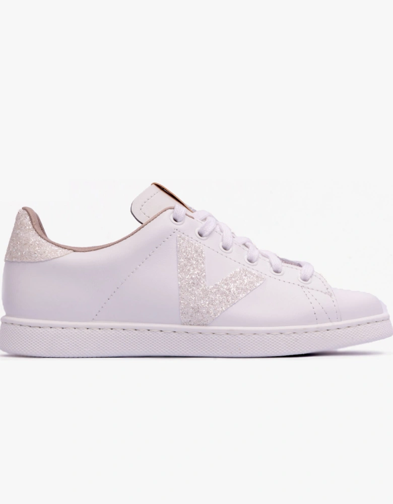 TENIS LEATHER & GLITTER SWIRLS Womens Trainers Blanco