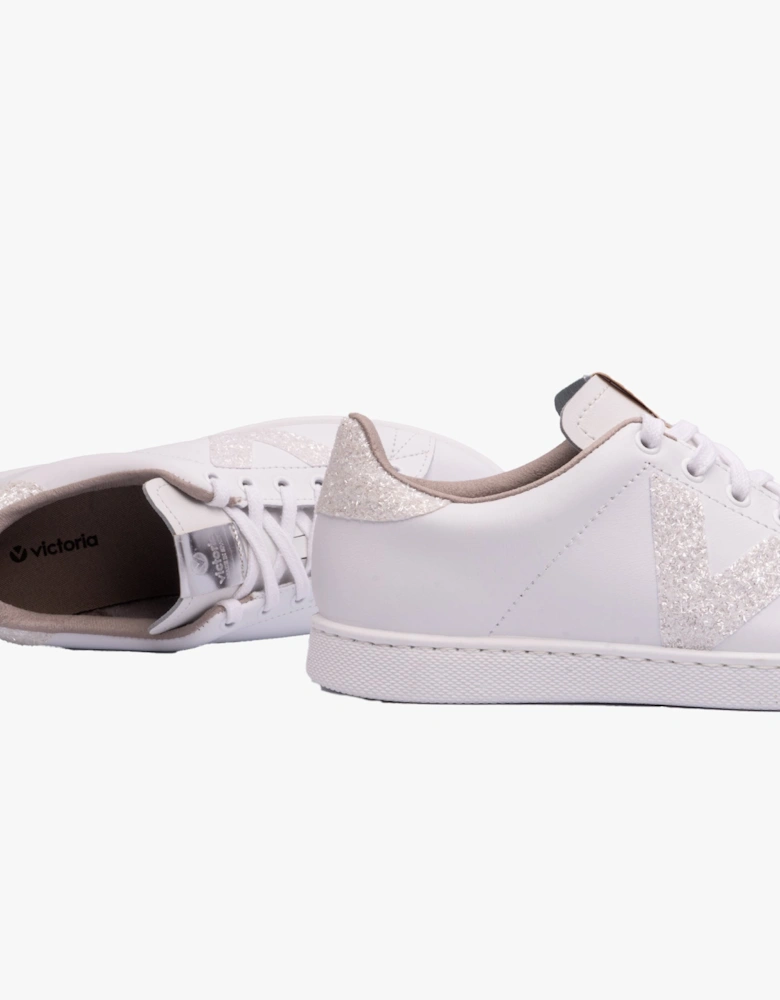 TENIS LEATHER & GLITTER SWIRLS Womens Trainers Blanco