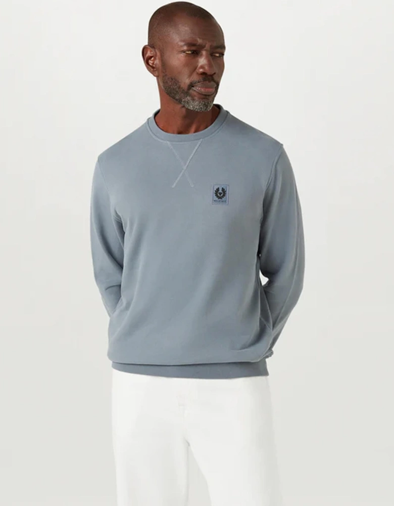 Mens Crew Neck Sweatshirt With Logo Patch