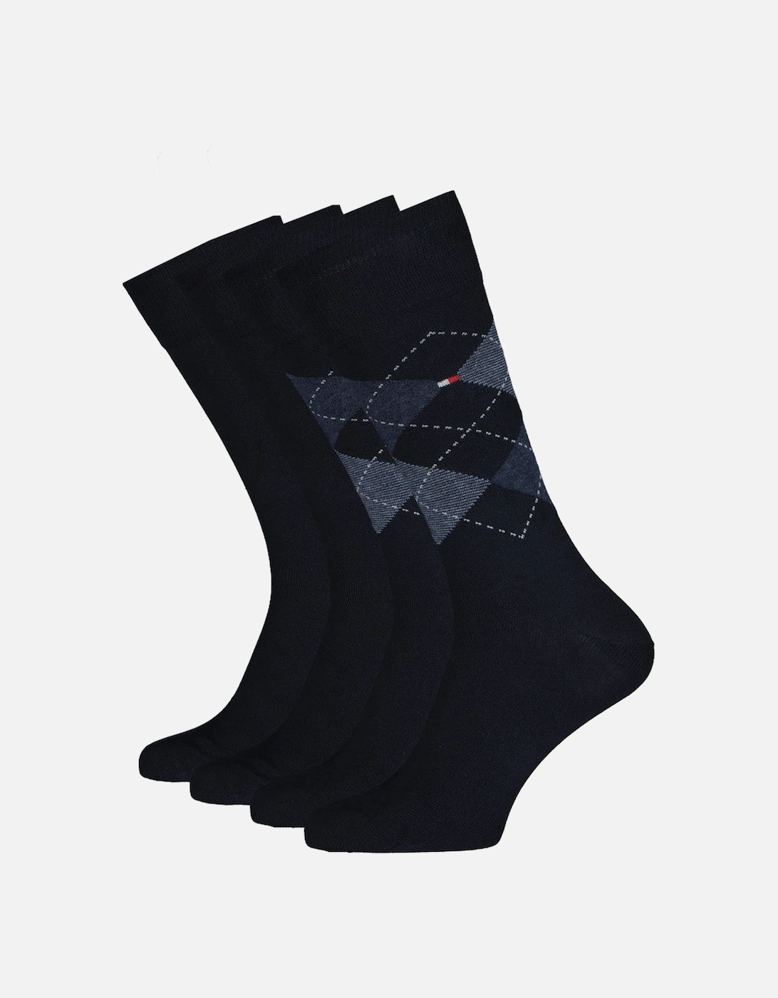 2 Pack Mens Crew Checked Socks Navy, 4 of 3