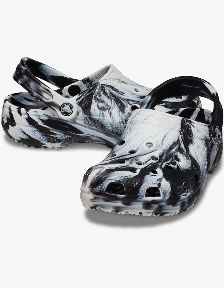 206867-103 CLASSIC MARBLED Unisex Clogs White/Black