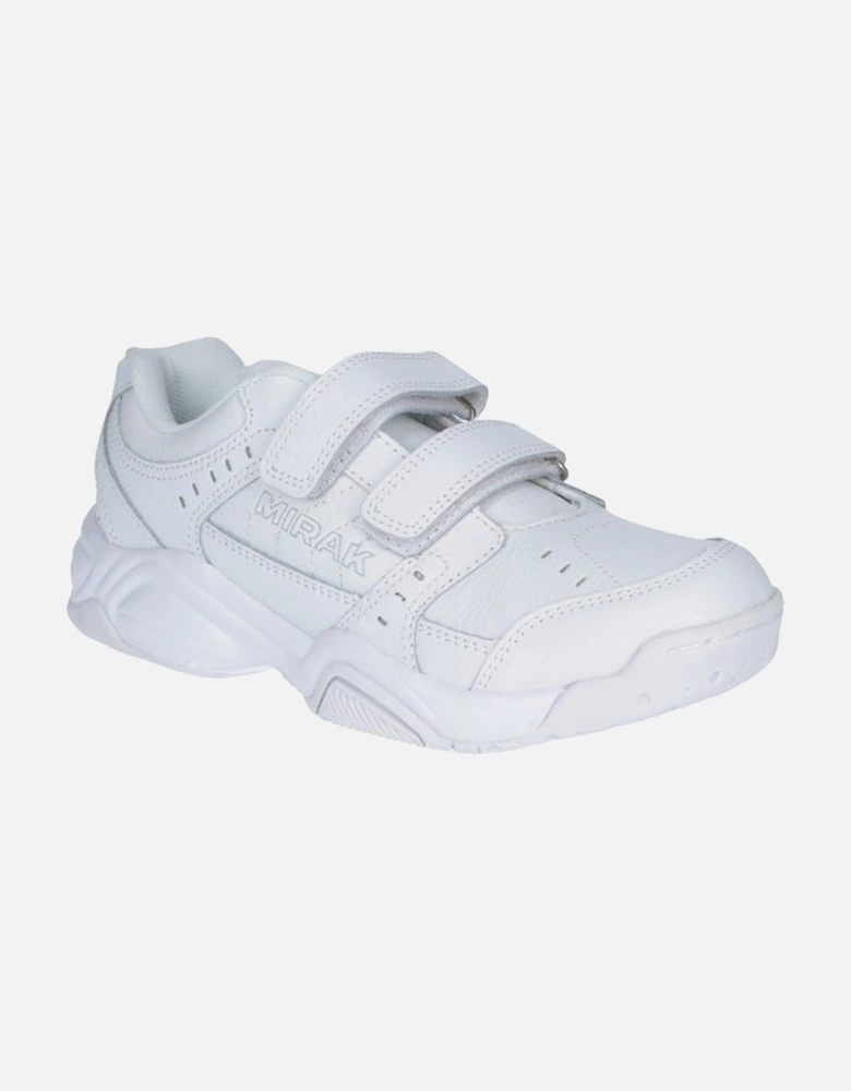 CONTENDER Touch Fasten Unisex Leather Trainers White