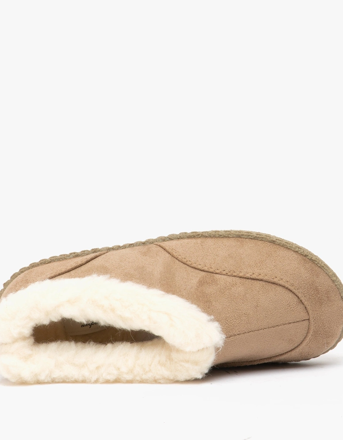 CATHIE Womens Faux Fur Collar Full Slippers Tan