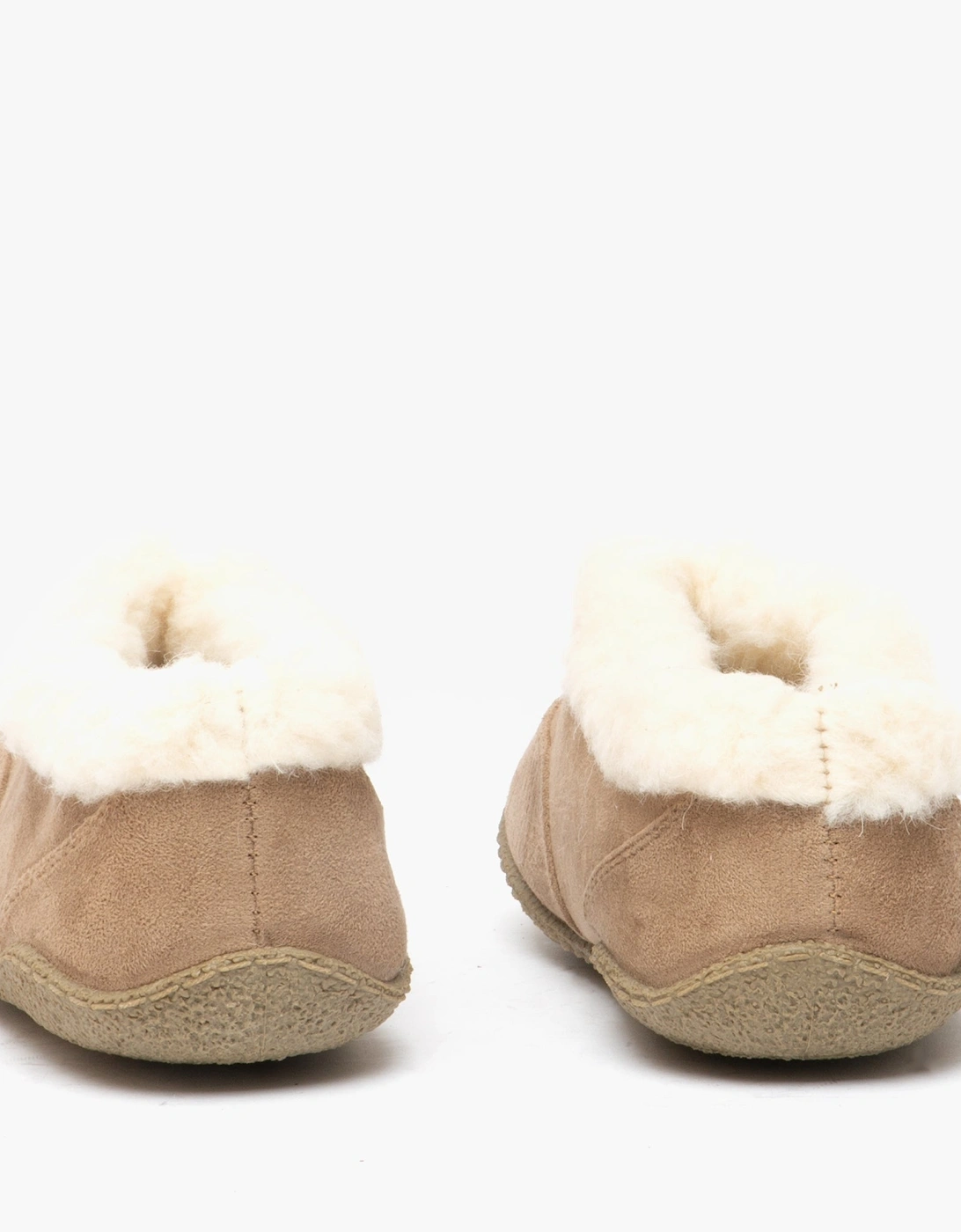 CATHIE Womens Faux Fur Collar Full Slippers Tan