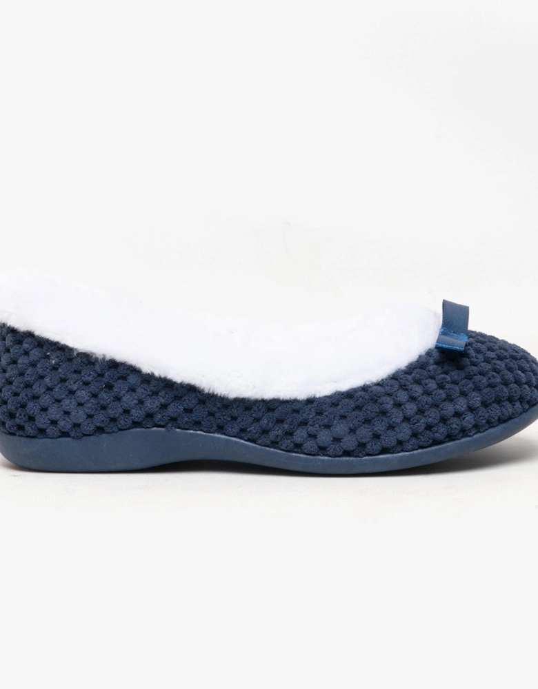 CARA Womens Knit Slippers Navy