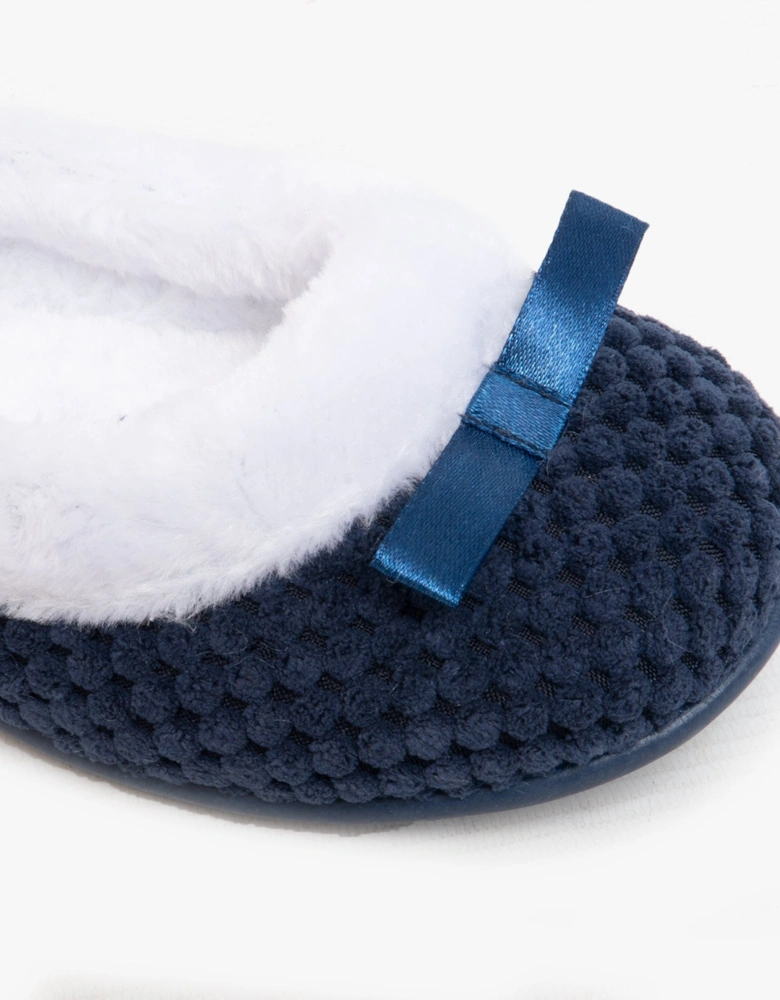 CARA Womens Knit Slippers Navy